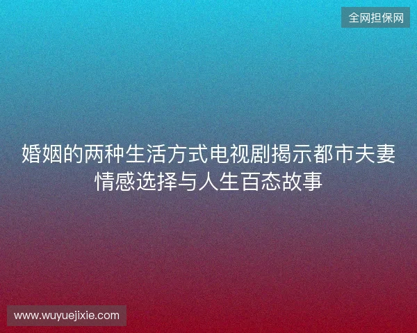 婚姻的两种生活方式电视剧揭示都市夫妻情感选择与人生百态故事